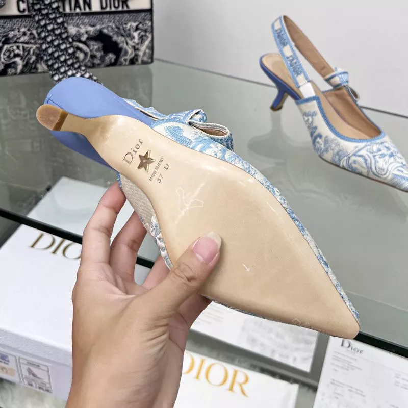 Cheap TOP J'Adior Slingback Pumps Women Toile de Jouy Motif Canvas Sky Blue 0116