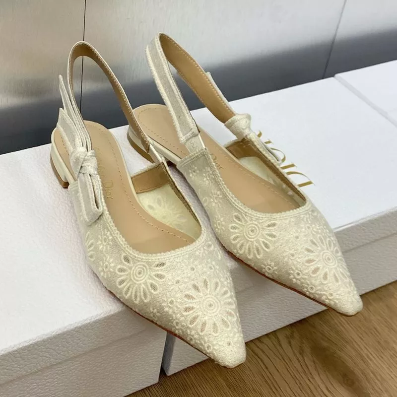 Cheap TOP J'Adior Slingback Pumps Women Saint-Gall Floral Motif Mesh White 0113