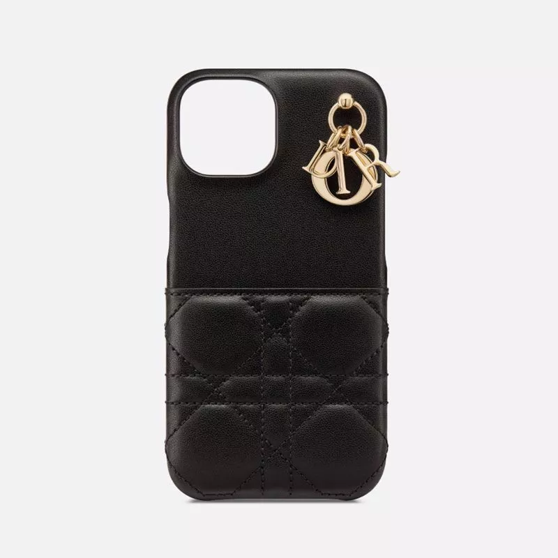 TOP Lady Dior iPhone Case Cannage Lambskin Black 0112