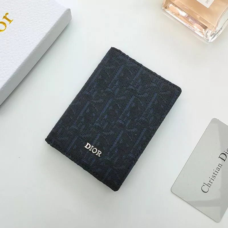 TOP Dior Bi-Fold Card Holder Oblique Motif Canvas Calfskin Black 0112