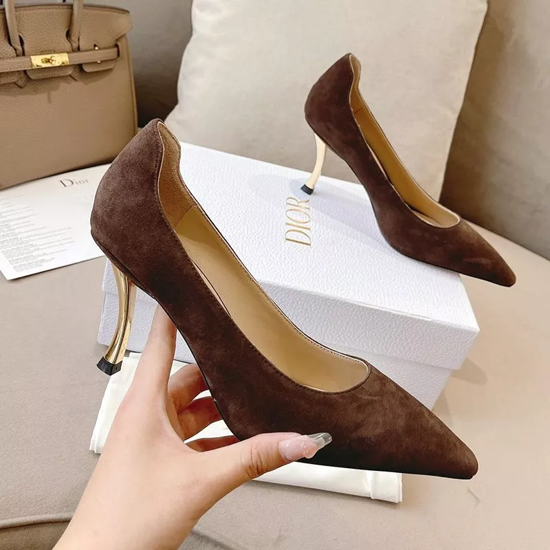 TOP Dior D-Fame Pumps Women Suede Brown 0116