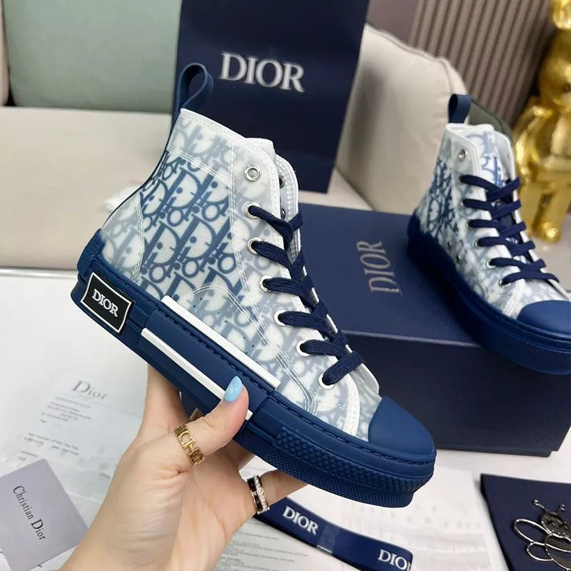 TOP Dior B23 High-Top Sneakers Unisex Oblique Motif Canvas Navy Blue 0116