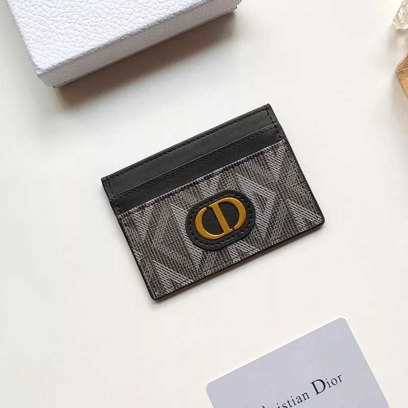 TOP Dior Card Holder CD Diamond Motif Canvas With CD Icon Signature Black 0112