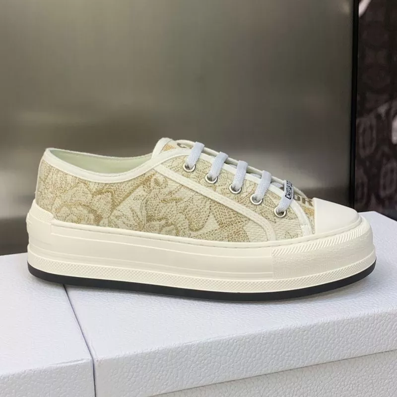 TOP Walk'N'Dior Platform Sneakers Unisex Jardin d'Hiver Motif Canvas Gold 0113