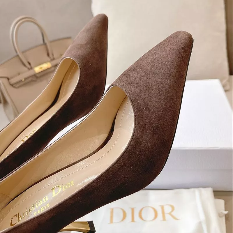 Cheap TOP Dior D-Fame Pumps Women Suede Brown 0116