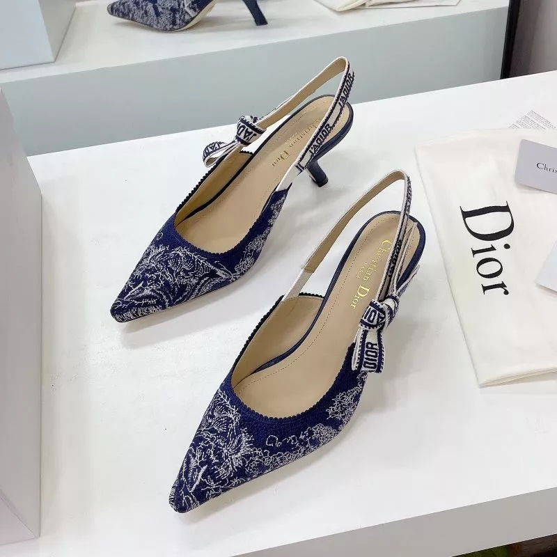 Cheap TOP J'Adior Slingback Pumps Women Toile de Jouy Motif Canvas Navy Blue 0117