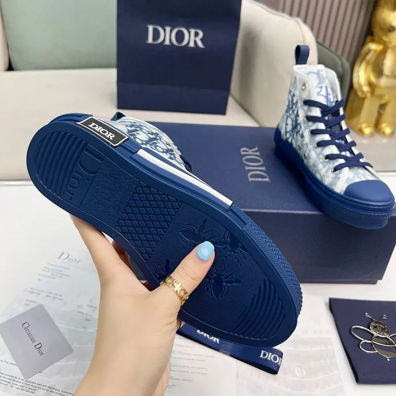 Cheap TOP Dior B23 High-Top Sneakers Unisex Oblique Motif Canvas Navy Blue 0116