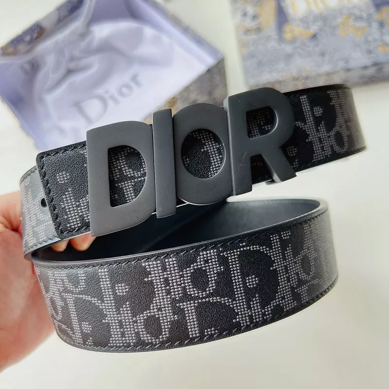 TOP Dior Italic Buckle Reversible Belt Oblique Galaxy Leather Black 0112