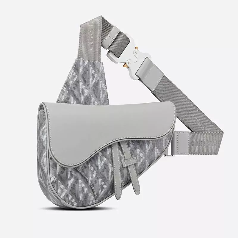 Cheap TOP Dior Saddle Crossbody CD Diamond Motif Canvas Grey 0112