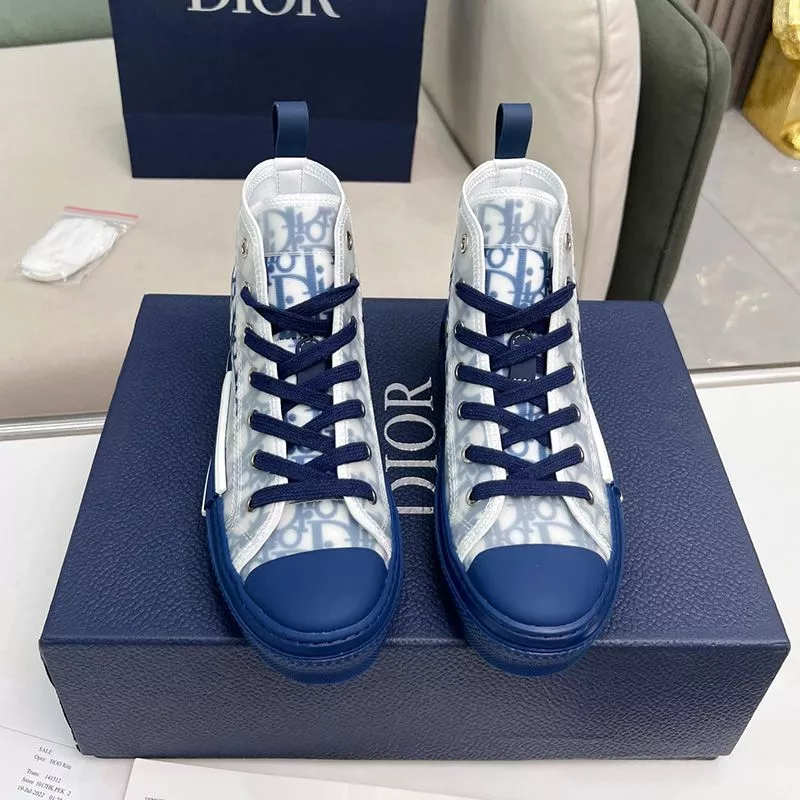 Cheap TOP Dior B23 High-Top Sneakers Unisex Oblique Motif Canvas Navy Blue 0116