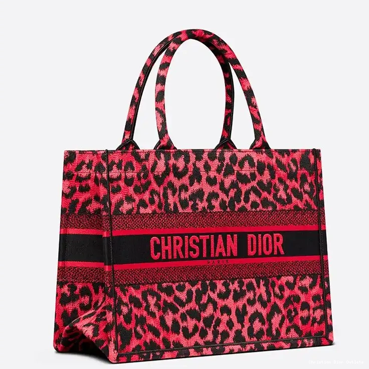 Cheap TOP Red Motif Book Tote Dior Canvas Mizza 0223