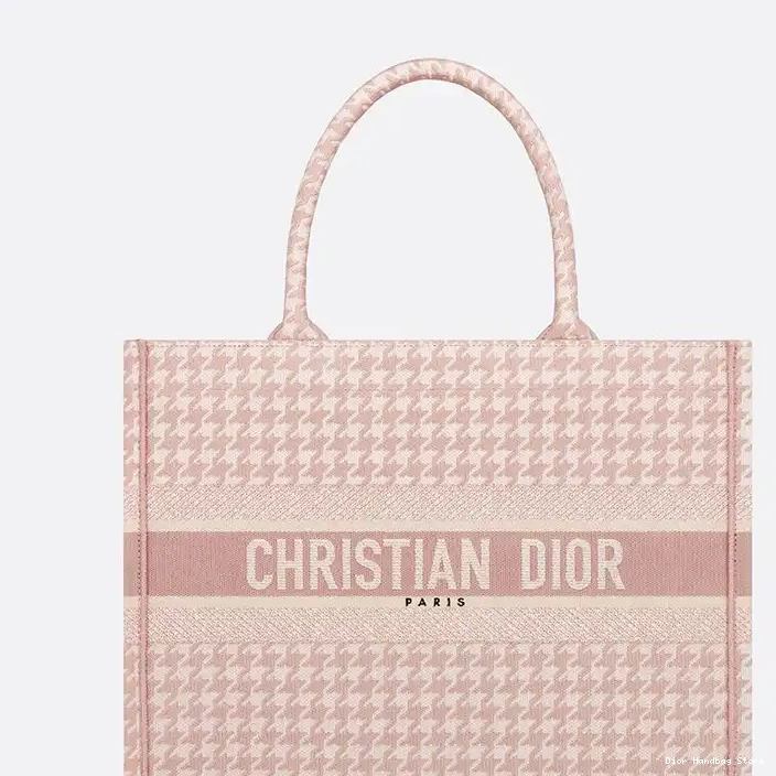 Cheap TOP Motif Cherry Book Dior Houndstooth Tote Canvas Macro 0223