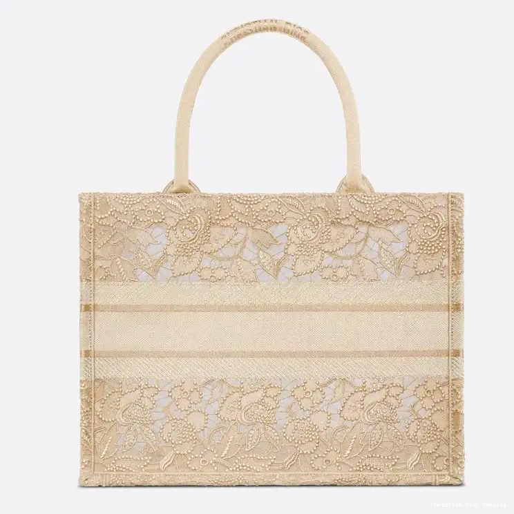 Cheap TOP Motif Macrame Beige Dior Book Tote Canvas D-Lace 0219