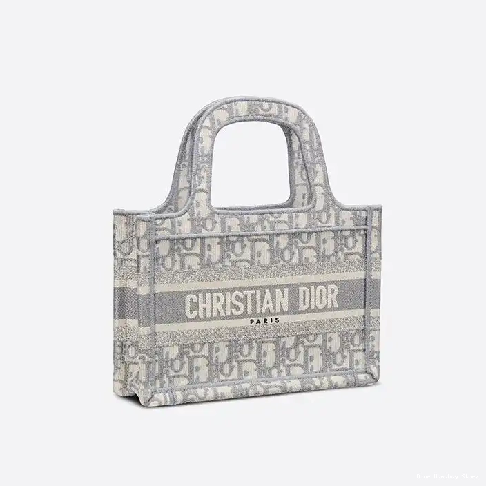 Cheap TOP Mini Dior Canvas Motif Grey Oblique Tote Book 0226