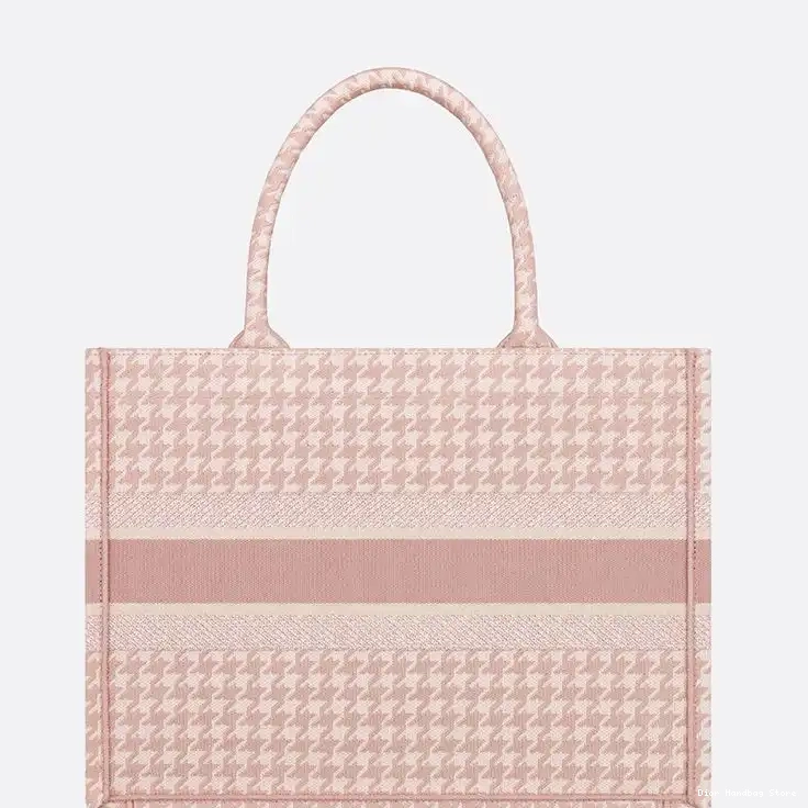 Cheap TOP Motif Cherry Book Dior Houndstooth Tote Canvas Macro 0223