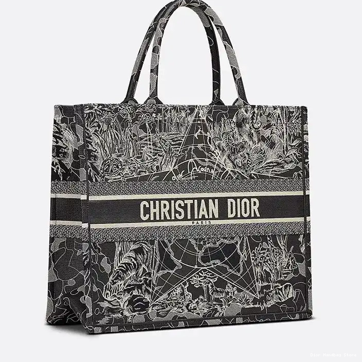 Cheap TOP the World Book Dior Tote Canvas Black Motif Around 0223