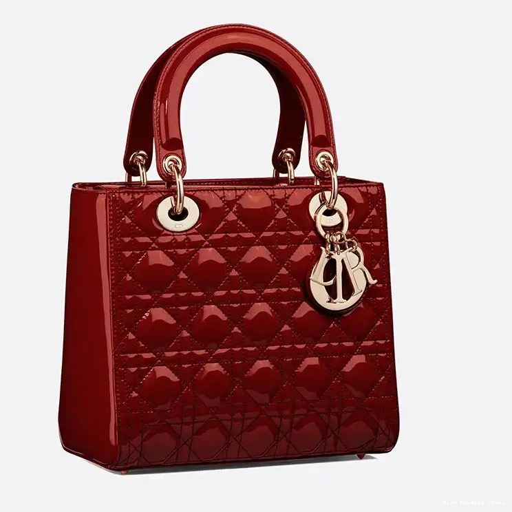 Cheap TOP Patent Gold Red Medium Bag Cannage Calfskin Dior Lady 0209