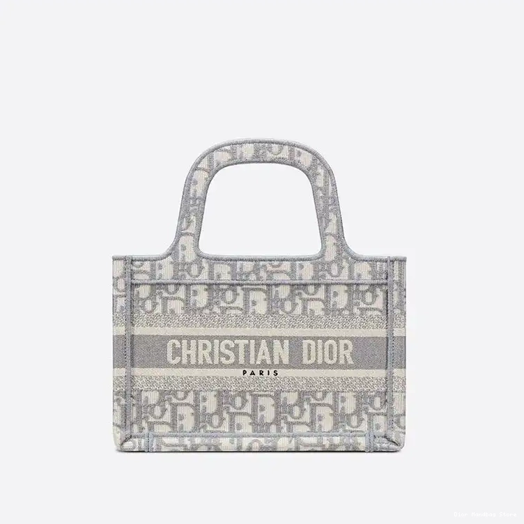 Cheap TOP Mini Dior Canvas Motif Grey Oblique Tote Book 0226