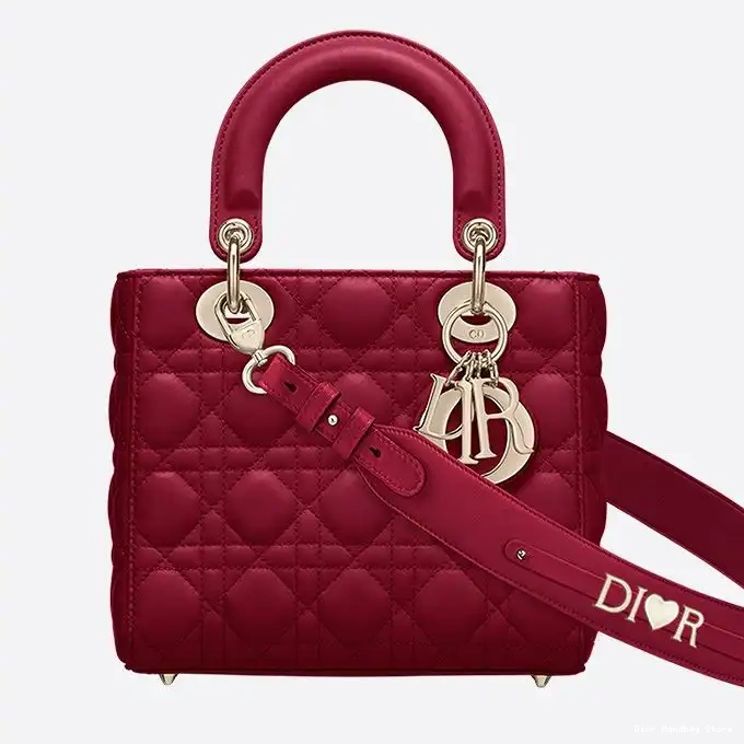 Cheap TOP My Cannage Dior Bag Lady Lambskin Red ABCDior 0223