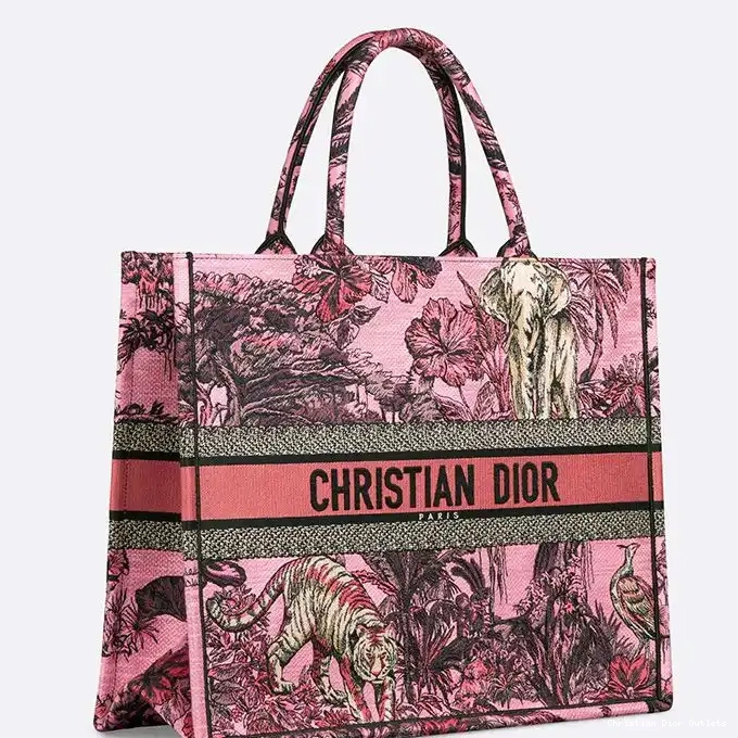 Cheap TOP Toile Jouy Canvas Motif Pink Book Tote Voyage Dior De 0222