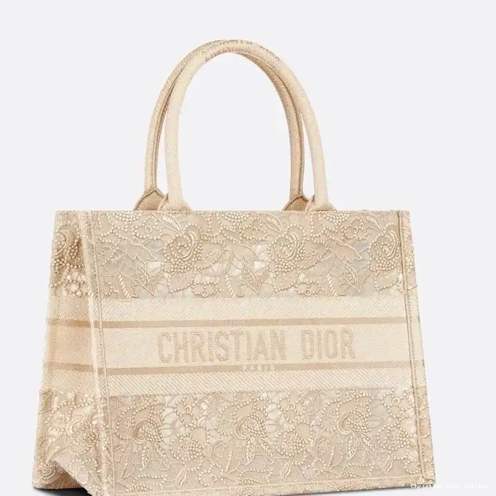 Cheap TOP Motif Macrame Beige Dior Book Tote Canvas D-Lace 0219