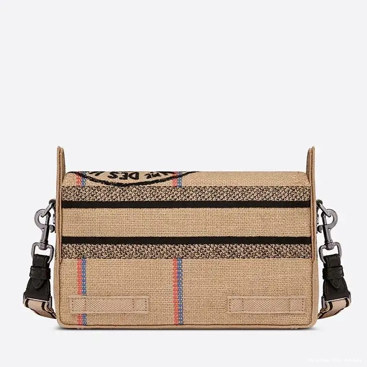 Cheap TOP Small Canvas Diorcamp Messenger Beige Jute Motif 0218