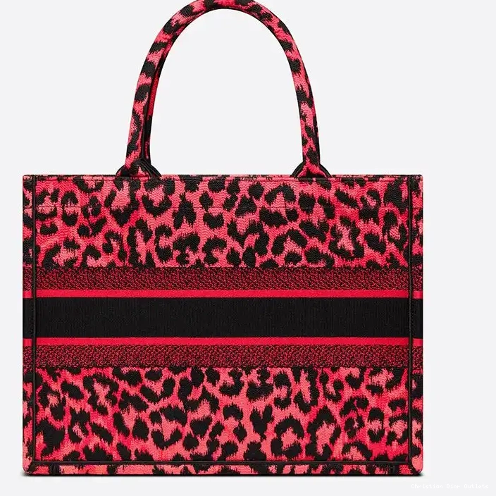 Cheap TOP Red Motif Book Tote Dior Canvas Mizza 0223