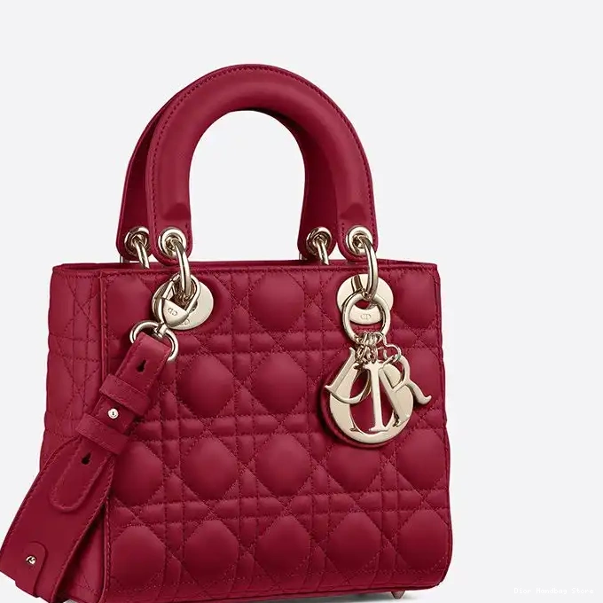 Cheap TOP My Cannage Dior Bag Lady Lambskin Red ABCDior 0223