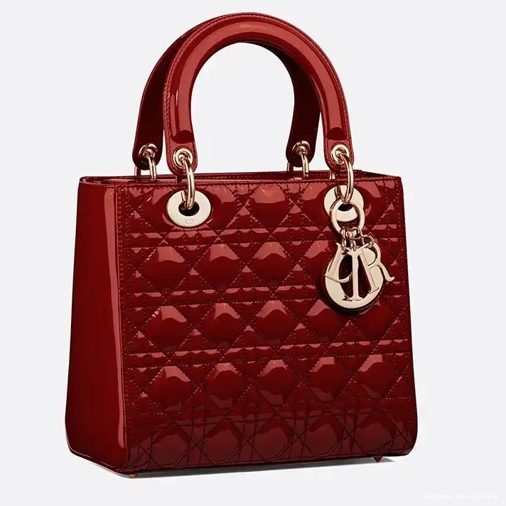 Cheap TOP Gold Calfskin Lady Red Cannage Dior Bag Patent Medium 0219