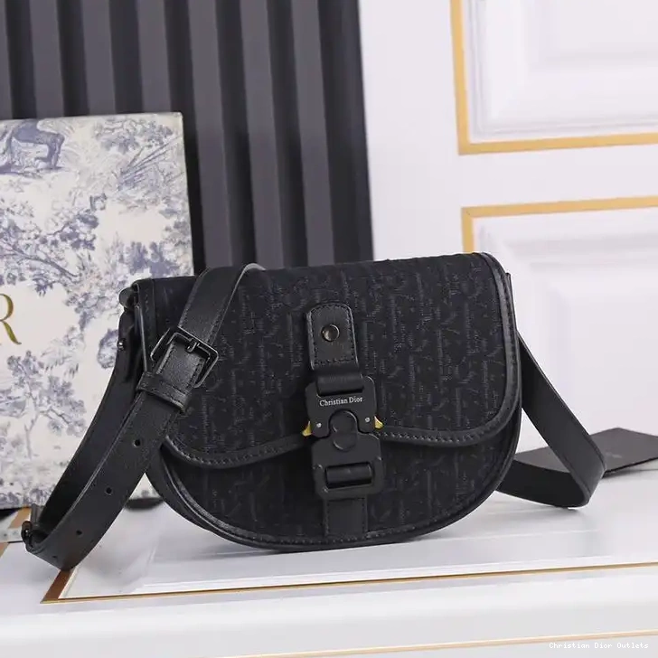 Cheap TOP Motif Black Dior Oblique Messenger Gallop Canvas 0225