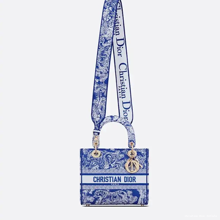 Cheap TOP D-lite Motif Medium Jouy Toile Lady Canvas Bag de Blue Bright 0223