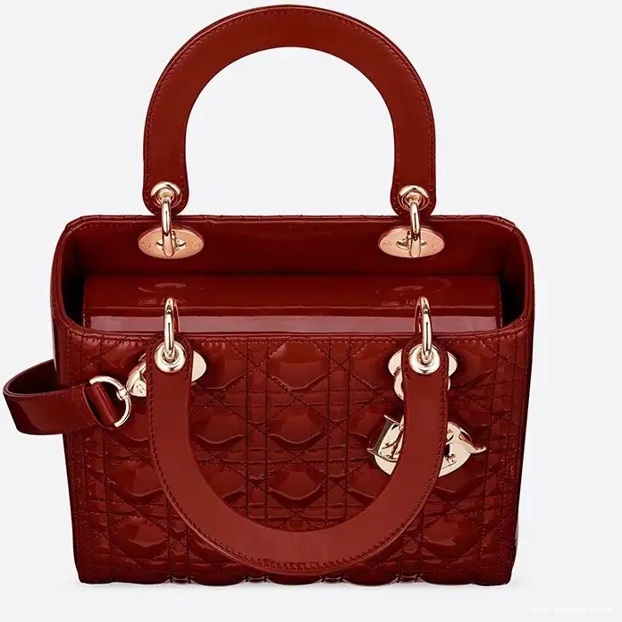 Cheap TOP Patent Gold Red Medium Bag Cannage Calfskin Dior Lady 0209